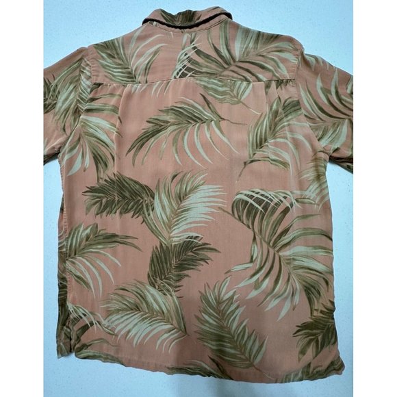 Carribean Joe 100% Silk Button Down Short Sleeve Shirt Tropical Hawaiian Palm XL - Picture 6 of 7